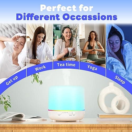 Diffuseur d'arômes 200 ml Diffuseur d'huiles essentielles colorées avec mode de brume réglable, diffuseur d'arôme automatique pour chambre à coucher, bureau, voyage (Blanc-2Z-JY02)