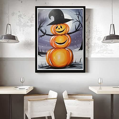 VAIIEYO 5D Diamond Painting Fantôme Citrouille, Broderie Diamant Halloween, Canevas Diamant kit Complet Point De Croix Broderie Salon Chambre Autocollant Décoration 30x40 cm