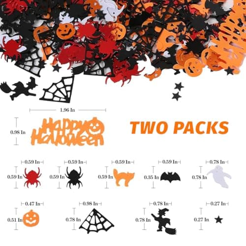 NJCXOLA Deco halloween, Stickers halloween, confettis de table d'Halloween, décoration de table Happy Halloween, confettis de citrouille (Halloween)