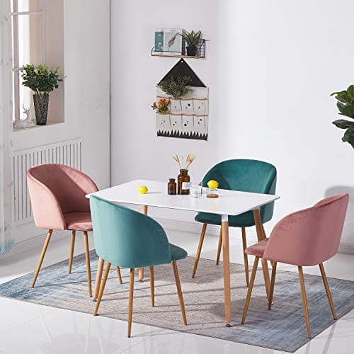 H.J WeDoo Table Salle à Manger Rectangulaire Scandinave Design Bois pour 4 a 6 Personnes Blanche 110 x 70 x74 cm (Table Seulement)