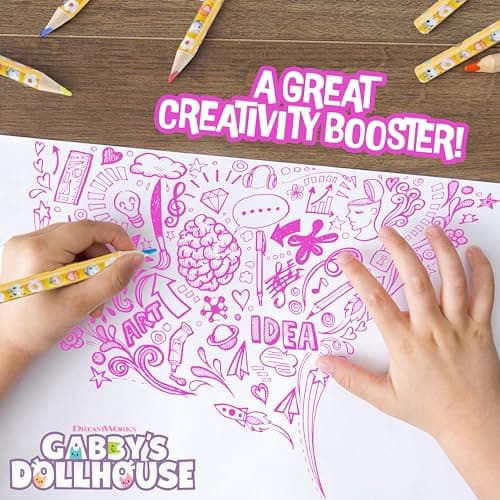 Gabby's Dollhouse Crayons de Couleur Enfant, Coffret 72 Crayons de Couleur de Gabby et la Maison Magique, Couleurs Assorties