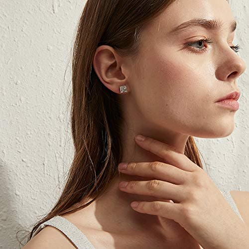 Boucles d'Oreilles Diamant Homme,Boucles d'Oreilles Argent Homme Carré,Boucles d'Oreilles Diamant Carré,Boucles d'Oreilles Zircone Cubique Carré Argent Sterling Boucles Doreille Homme