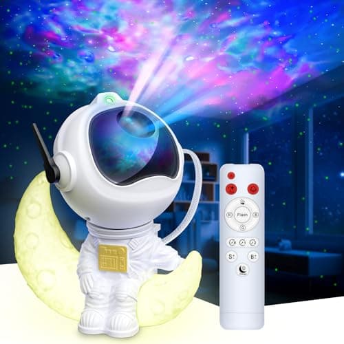 Astronaute Projecteur Galaxie, Projecteur Ciel Etoile Avec Veilleuse Enfant, 8 Modes Nébuleuse, Rotation à 360°, Télécommande, Ciel Etoile Plafond pour Lumiere Chambre, Cadeau pour Enfants et Adultes