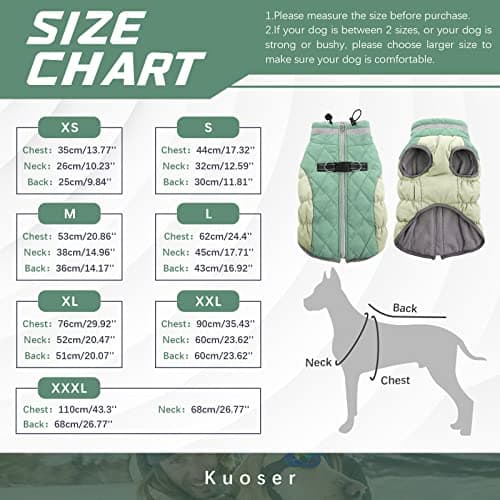 Kuoser Manteau Imperméable pour Chien, Veste d'hiver Chaude pour Chien Coupe-Vent, Gilet Réfléchissant Doublure en Polaire et Col en Fourrure, Vêtements d'Extérieur pour Chiot avec Anneau en D