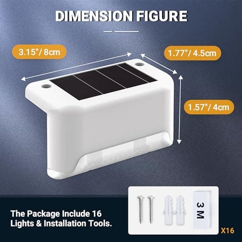 GIGALUMI Lot de 8 Lampes Solaires pour Escaliers Extérieurs, Éclairage Extérieur Solaire,Étanche Lampes Solaires pour Clôture, Escalier, Marches, Cour(Blanc,Blanc Chaud)