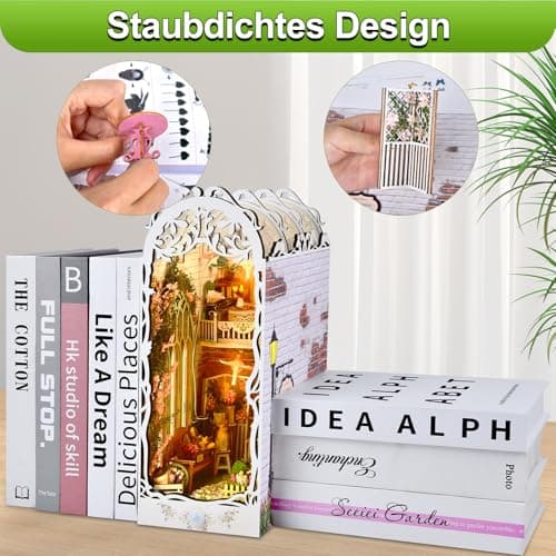 JONRRYIN DIY Book Nook Kit, Maison Miniature De Jardin, Puzzle 3D Bois Booknook, Cadeau d'anniversaire pour Adolescent et Adulte, Cadeau de Saint-Valentin(Monde Magique)
