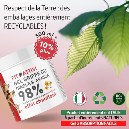550 ml Griffe du Diable Pommade Chauffante Musculaire - Harpagophytum, Arnica, Camphre, Gel Massage et Relaxation - Crème Forte pour Douleurs Musculaires et Articulaires