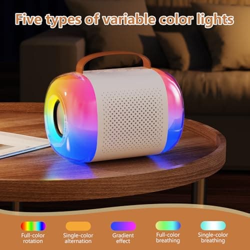 Micro Karaoke Enfant avec 2 Microphones, Mini Karaoke Machine Portable sans Fil, Convient aux Enfants et Aux Adultes, avec des Lumières LED et des Effets de Changement de Voix, Un Cadeau pour Les Fill
