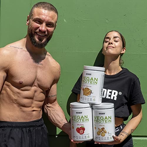 Weider Vegan Protein (750g) Goût Cappuccino. Protéines 100% Vegetal 23g/dose, Pois (Isolat Pisane) & Riz. Avec Vitamine B12 & Stevia. Sans Gluten, Sans Sucre. Emballage 50% Recyclé, 100% Recyclable