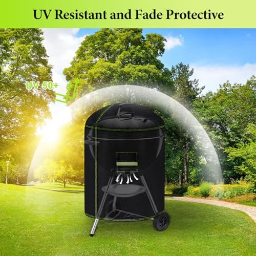 Housse Barbecue Exterieur, VDISRR Housse Bâche de Protection Résistante de 600D Oxford Housse Plancha Ø77 x 90 cm Anti-Vent/Anti-UV/Antipoussière/Anti-l'eau