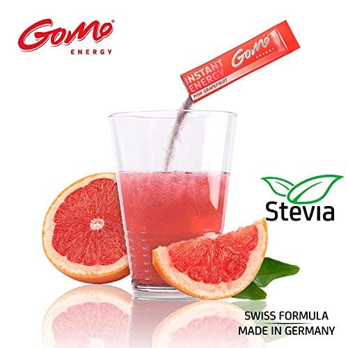 GoMo ENERGY® Boisson de vitalité 100% naturelle |Amélioration de l’endurance sans sucre | Plus d’énergie et de concentration | Végane hypocalorique édulcorée avec stevia | PINK GRAPEFRUIT 30 portions