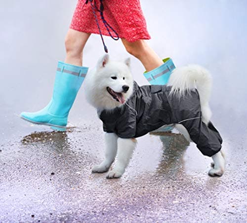 Idepet Imperméable pour Chien avec Capuche et Trou de col,Poncho de Pluie pour Chien Hoodies réfléchissants pour Chiens de Petite Taille et de Grande Taille