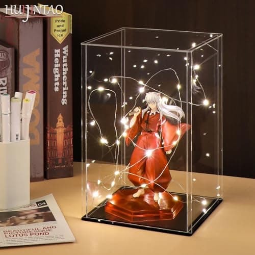 Huijintao Vitrine Acrylique, Vitrine Exposition Transparent, Vitrine Figurine, Vitrine pour Collection, vitrine Voiture Miniature pour Figurines, Jouets, Objets de Collection, Noir (15x15x25 cm)