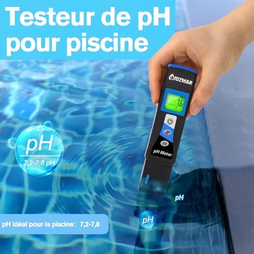 UIUZMAR pH Mètre Testeur pH de Piscine Numérique, Test du pH et de la Température de L'eau, Liquide, Kombucha pH-mètre pour Hydroponie, Aquarium, Spa, Réservoirs à Poissons, RO Système