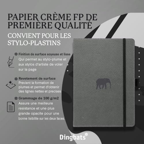 Dingbats* - Faune Carnet de Notes A4 Extra-large Quadrillé - Couverture Rigide, Journal en Cuir PU - Fermeture élastique, Porte-stylo, Marque-page