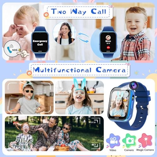 Montre Connectée Enfant 19 Jeux- Smartwatch Téléphone pour Fille Garçon avec Appel SOS, Jeux, Pédomètre, Appareil Photo, Musique, Lampe Poche, Montre Intelligente pour Enfants de 3-12 Ans (Bleu)