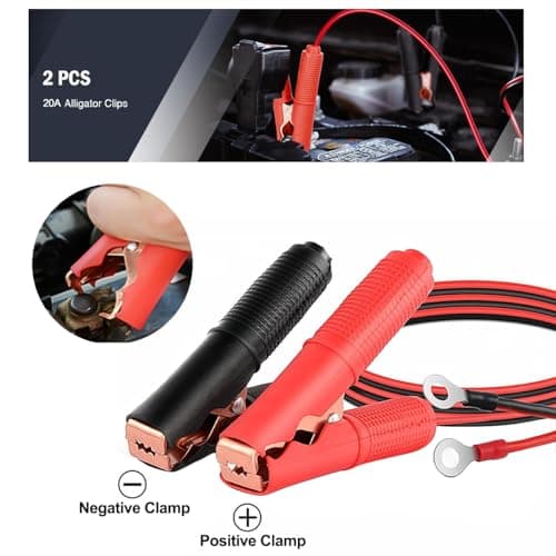 HuaLiSiJi Pince Crocodile Batterie 12V 24V avec Fusible Pinces Crocodiles Voiture Pince pour Cable Batterie 30A 14AWG, for Automotive Battery Other Equipment (1.5m)