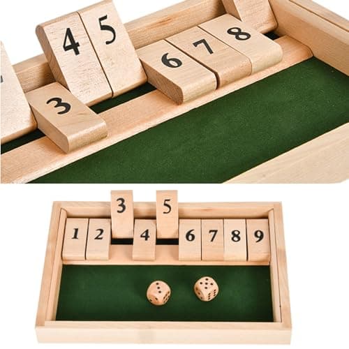 EACHHAHA Shut The Box -Jeu de société en Bois Classique-Jeu de dés-Jeu de Rassemblement de la Famille-Jouet de Voyage-Convient à la Formation en logique mathématique pour Enfants