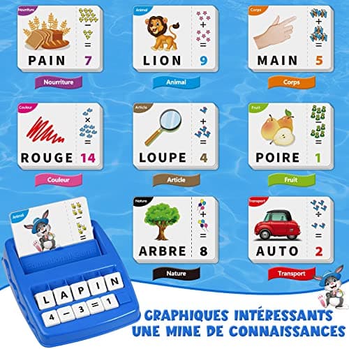 Joozmui Jeux Educatif 3 4 5 6 7 8 Ans, Jouet Fille 3-8 Ans Cadeau Enfant 3-6 Ans Garçon Apprendre a Lire Jeux de Societe Française Lettre Scrabble