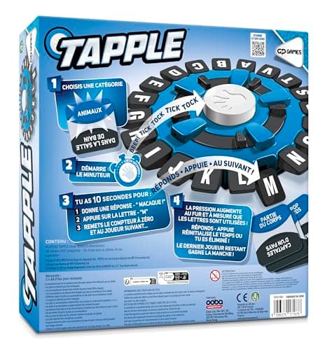 TAPPLE, Jeu de Mots électronique, Rapidité et réflexion, 2 à 8 Joueurs, pour Les Enfants dès 8 Ans, TAP01