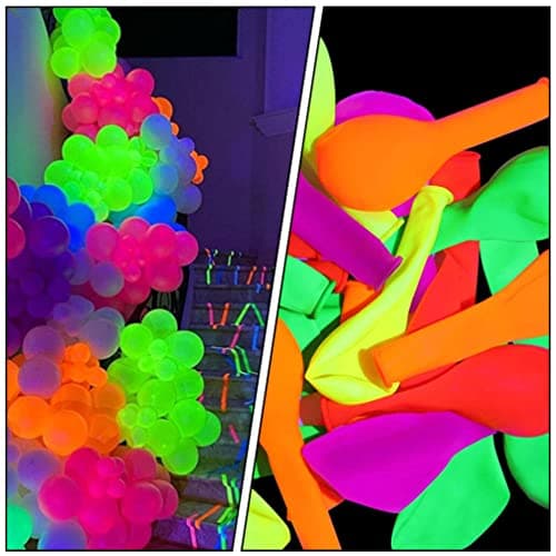 TOYANDONA 50Pcs Ballons de Fête Au Néon Ballons Fluorescents Ballons de Latex Colorés Ballons de Fête Lueur pour Blacklight Party Anniversaire Fournitures de Mariage 12 Pouces