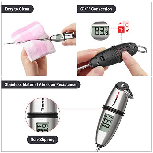 ThermoPro TP02S Thermomètre de Cuisson Numérique 5 Secondes Thermomètre Instantané Thermomètre pour Boissons Chaudes Lait Les Confiseries avec Longue Sonde