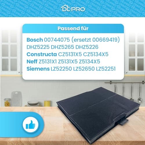 DL-pro Filtre à charbon actif pour hotte aspirante Bosch 00744075 744075 DHZ5226 Siemens LZ52251 Neff Z5131X1