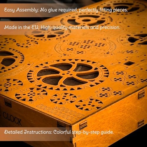 WOODEN.CITY Puzzles 3D pour adultes - Horloge murale industrielle vintage - Puzzles en bois - Kit de construction d'horloge mécanique
