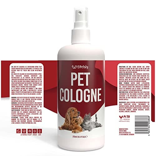 Petsly® Parfum pour Chien & Chat - 250ml - Arôme de Pêche - Neutralise les Mauvaises Odeurs - Parfum Chien - Parfum Chat - Eau de Parfum pour Chien, Déodorant pour Chien, Parfum pour Litiere à Chat