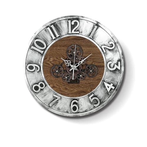 Grande Horloge Murale avec de Vrais Engrenages Mobiles, Horloge Murale décorative Moderne, Horloge Murale Industrielle Steampunk surdimensionnée pour décor de Salon
