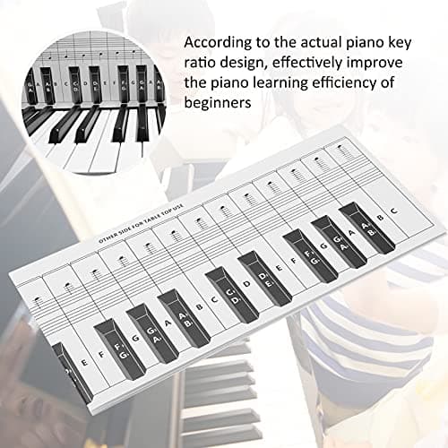 Table de partitions de piano, table de touches de piano étanche, papier couché portable 88 pour comparaison pour les exercices