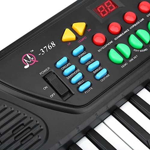 Clavier Electronique Multifonctionnel à 37 Notes, Mini Piano avec Design Compact Jouets Educatifs pour Sons et Rythmes Multiples avec Mini Microphone Idéal Cadeau pour Enfants