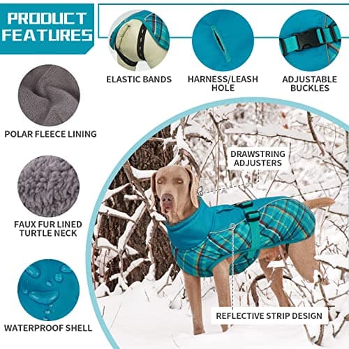 Manteau d'hiver pour Chien, Veste ImperméAble pour Chien, Veste d'hiver Chaude avec Doublure en Polaire, Manteau RéFlecteur Ajustable Et Confortable avec Trou pour Harnais pour Petits Et Moyens Chien