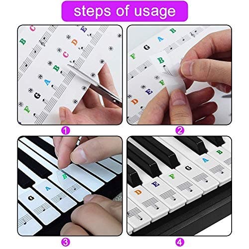 Sparta's Store autocollant piano,Autocollants Amovibles de Piano,Autocollants de Clavier de Piano,Autocollants pour piano,partition piano debutant,pour 37/49/54/61/88 .(Transparent)