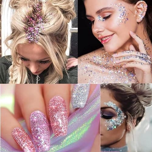 Body Glitter gel,Paillettes Visage,Mermaid Sequins Body Glitter,Liquide Fard À Paupières Glitter,For Festival Masquerade Birthday Makeup,Ongles(Vert)