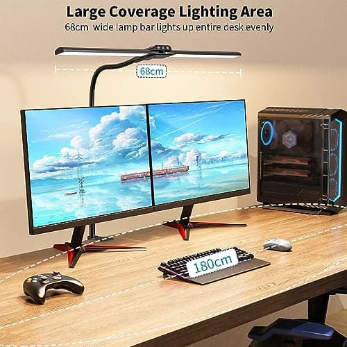 KableRika Lampe de Bureau LED Puissante, Lampe de bureau à double tête avec pince, Lampe d'architecte lumineuse avec 4 températures de couleur&luminosité, Commande tactile, Protection des Yeux