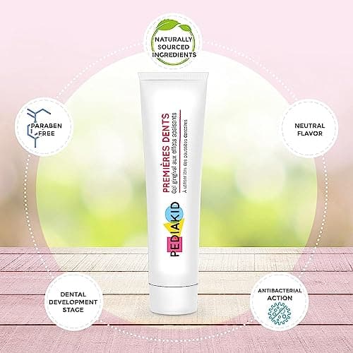 PEDIAKID | Gel de Soin Premières Dents | Apaise & Protège les Gencives | Actifs 100% d'Origine Naturelle aux extraits de Plantes: Calendula, Camomille Romaine & Clou de Girofle |Goût Neutre| Tube 15ml