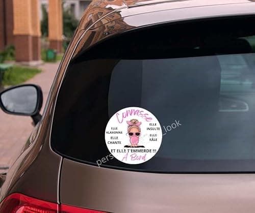 Autocollant de Voiture Humoristique "Connasse à Bord", Stickers Drôles pour Véhicule stickers voiture femme Marrant blonde autocollant décalcomanie voiture