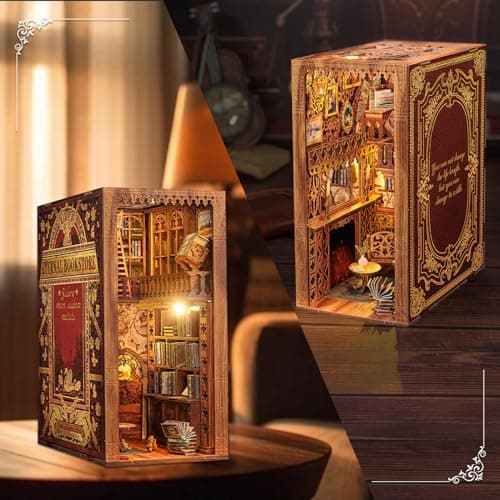 CUTEBEE DIY Book Nook Kit – Kit de Maison de poupées Miniatures avec Meubles et lumière LED, Puzzle 3D en Bois, Serre-Livres d'art, Kits de modèles pour Adultes à Construire, Eternal