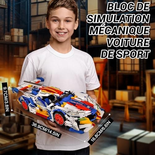 Joellfuner Set di Construction de Voiture de Sport, 1311 Pièces Modèle de Voiture de Course, 1:14 Blocs de Construction de Voiture de Course, Kit de Jouets de Construction Cadeau pour 14 ans e Adultes