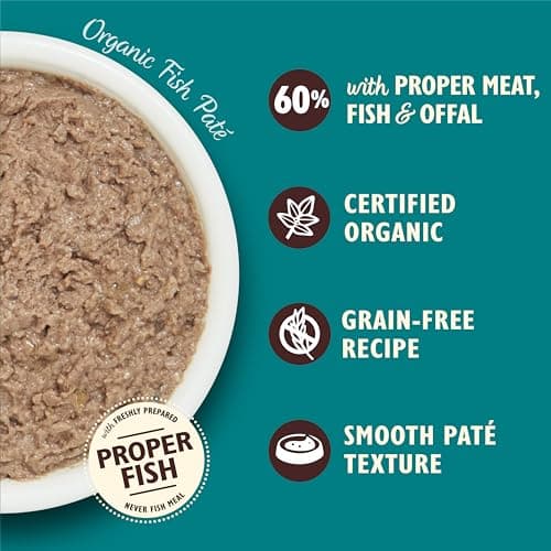 Lily’s Kitchen Fabriqué à partir d’ingrédients naturels Barquette de pâtée pour chats adultes Poisson bio Recettes sans céréales 19 x 85g