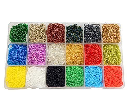 Preciosa Ornela Lot de 81 000 perles de rocaille en verre tchèque 11/0 sur plusieurs brins 18 couleurs avec boîte de perles