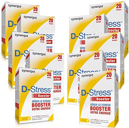 D-STRESS BOOSTER Lot de 10X20 sachets | Magnésium de 3ème génération | Booste l’énergie physique et mentale et gère les montées de stress en 30 minutes | LABORATOIRE SYNERGIA