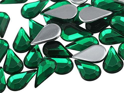 10 x 6 mm Émeraude H106 Dos plat en forme de larme Perles en acrylique Haute qualité pro Grade – 100 Pièces