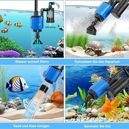 Mucek Piston Aquarium Électrique 30W Aquarium Nettoyant Galets sous Vide avec Soufflet - Kit d'aspiration d'Aquarium pour Changement d'eau, Nettoyage du Sable, Enlèvement de la saleté avec Tige