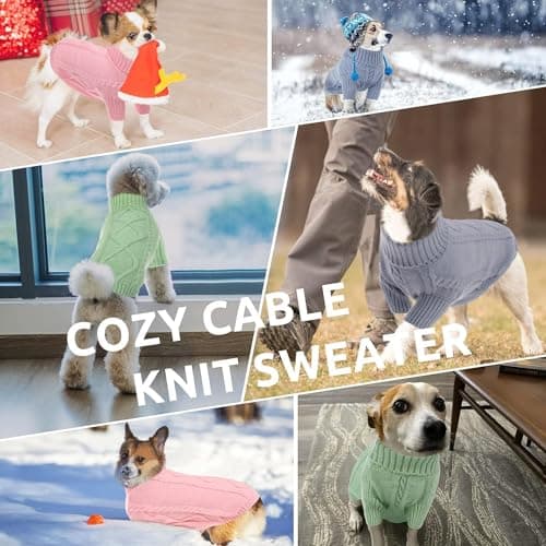 Queenmore Pull Chien Petite Taille Bouledogue Français Chaud Pull-Overs pour Chiens Pull Chihuahua Manteau Teckel Vetement pour Chien Chat d'hiver, Marron, S