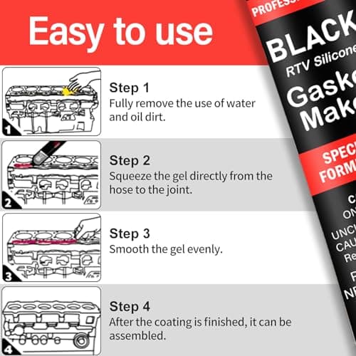 Mastic d'étanchéité pour moteur noir, 85 g, silicone haute température jusqu'à + 343 °C, mastic de culasse, mastic d'étanchéité pour pot d'échappement, mastic d'étanchéité en silicone pour réparation