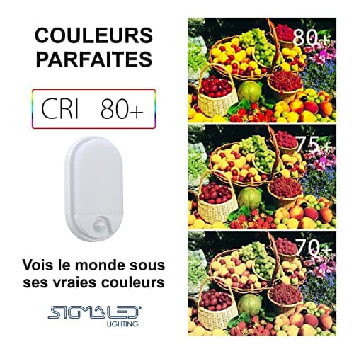 Sigmaled lighting, Plafonnier LED 10W avec DÉTECTEUR de mouvement pour extérieur, Étanche IP54, Blanc Chaud 3000K, 900 Lm, Applique OVALE, Éclairage mural
