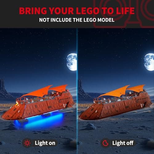 BRIKSMAX Kit d'éclairage 2.0 pour bateau à voile Lego Jabba - Éclairage LED innovant compatible avec Lego Star Wars 75397 - Kit Lego non inclus