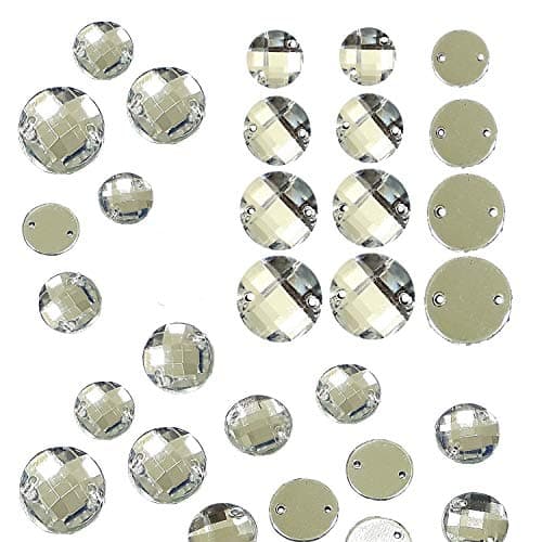 Perlin Lot de 100 strass à coudre - Ronds - En acrylique - Pour vêtements, travaux manuels, vêtements et sacs - 12 mm